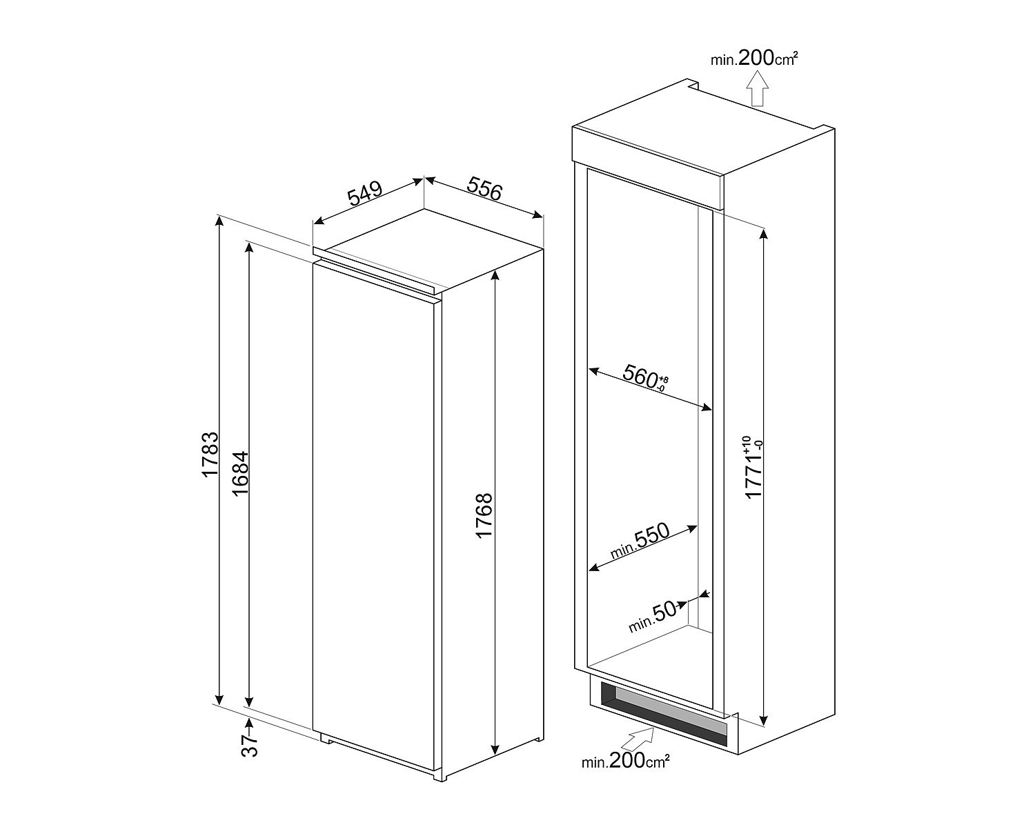 картинка Морозильная камера вертикальная Smeg S8F174DNE однокамерный  картинка Морозильная камера вертикальная Smeg S8F174DNE однокамерный