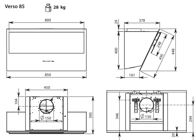 картинка Кухонная вытяжка Falmec VERSO 85 GRAY 