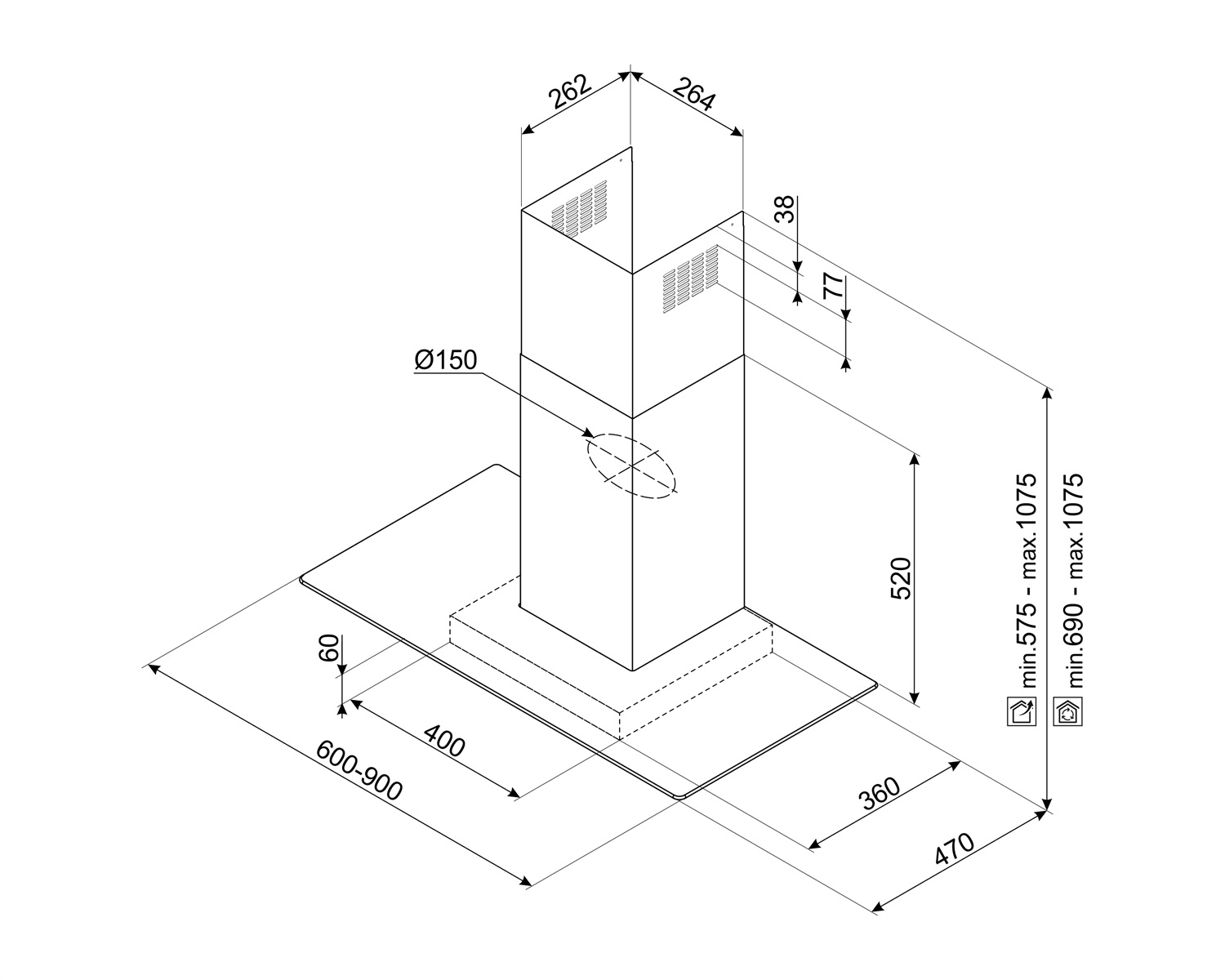 картинка Кухонная вытяжка Smeg KBT600VE 