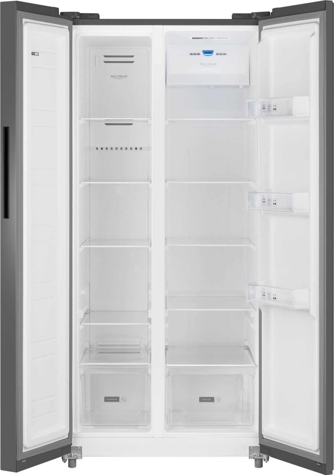 картинка Отдельностоящий холодильник Weissgauff WSBS 500 Inverter NoFrost Dark Grey 