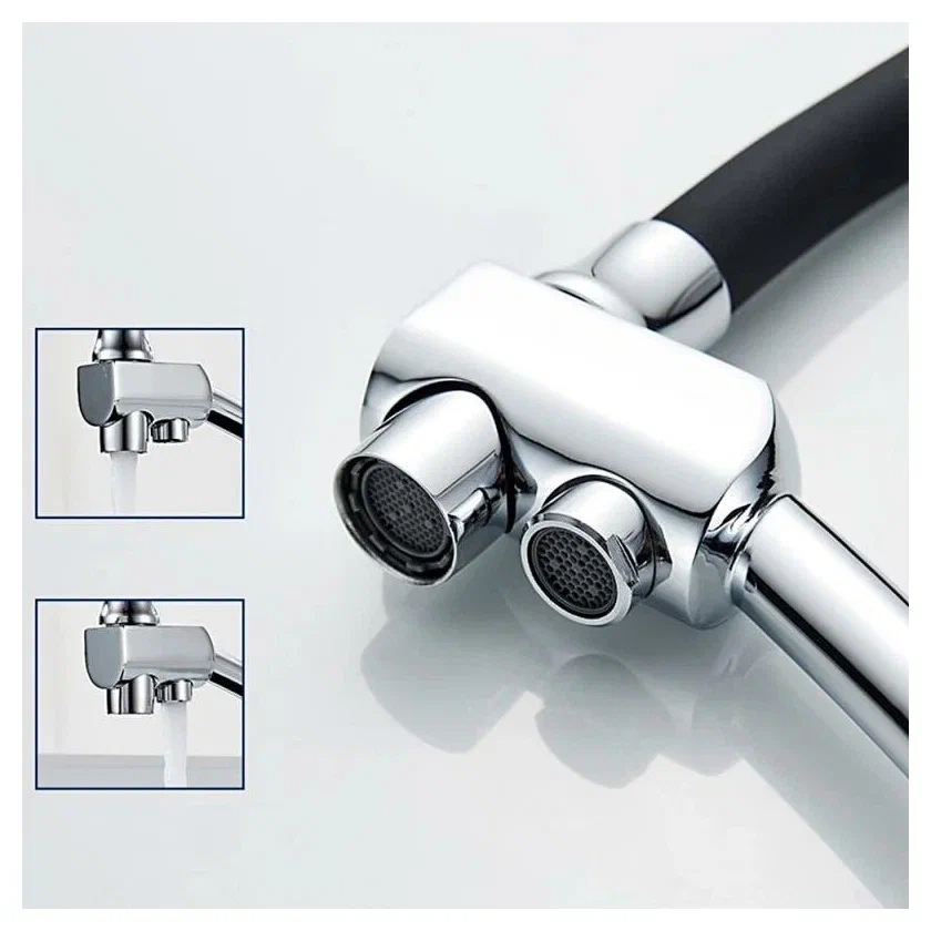 картинка Смеситель Ledeme L4855-2 хром/черный шланг  картинка Смеситель Ledeme L4855-2 хром/черный шланг