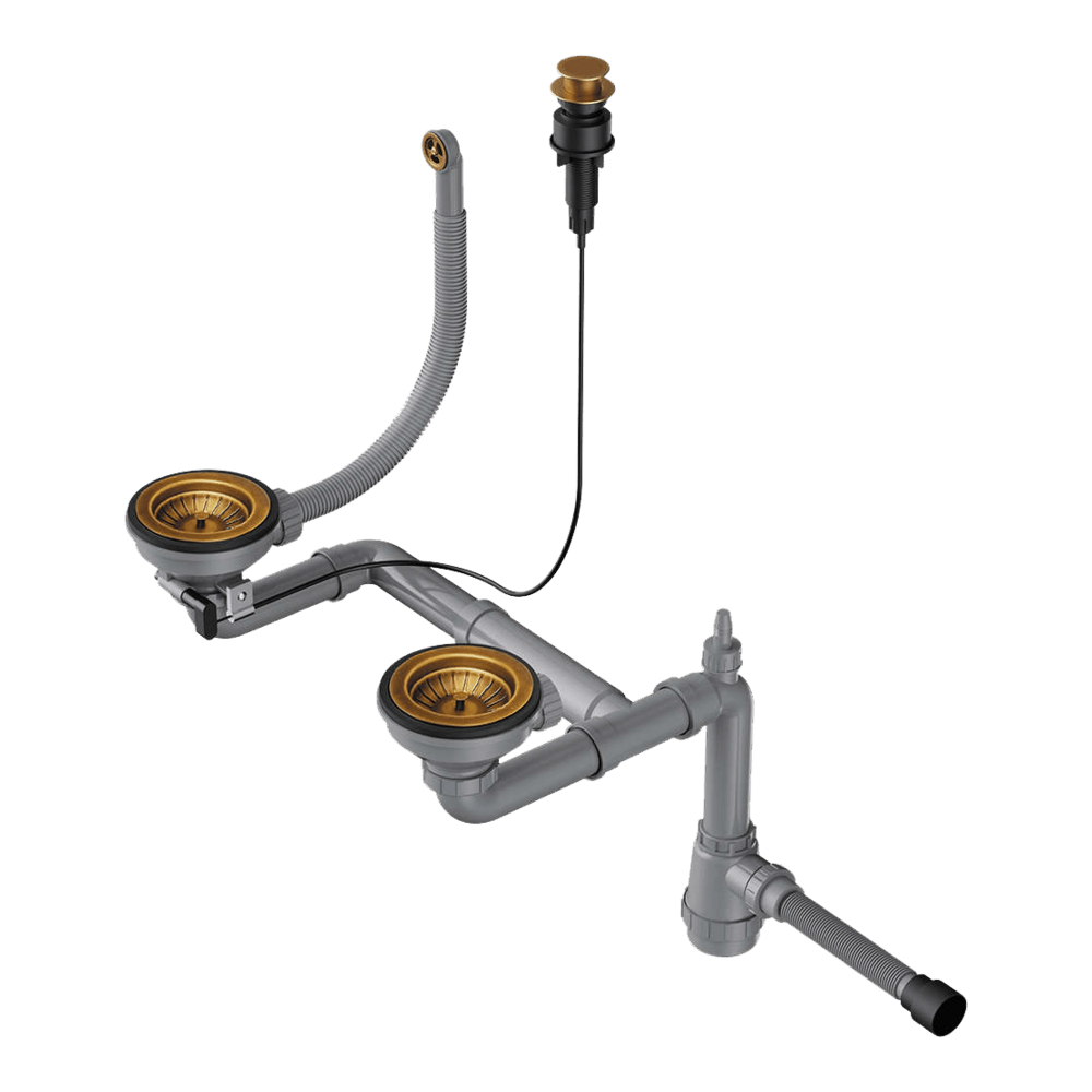 картинка Арматура с клапаном-автоматом для полуторачашевых моек с круглым переливом WK-1.5-CL-R-A 