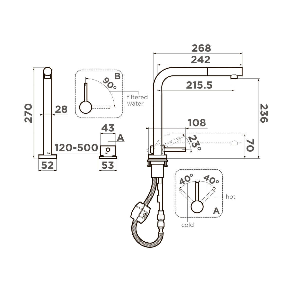 картинка Смеситель Omoikiri Nara 2 Plus-S-C 