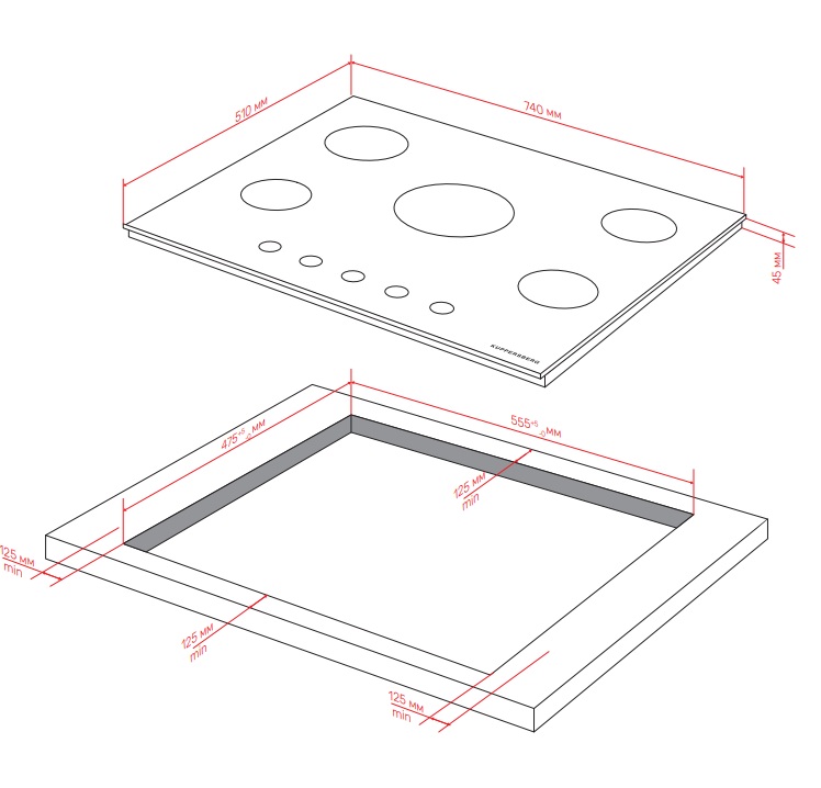 картинка Газовая варочная панель Kuppersberg FG 76 B 