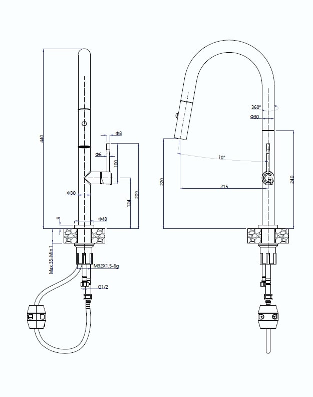 картинка Смеситель Rivelato Asti 3972500 grigio/cromo 