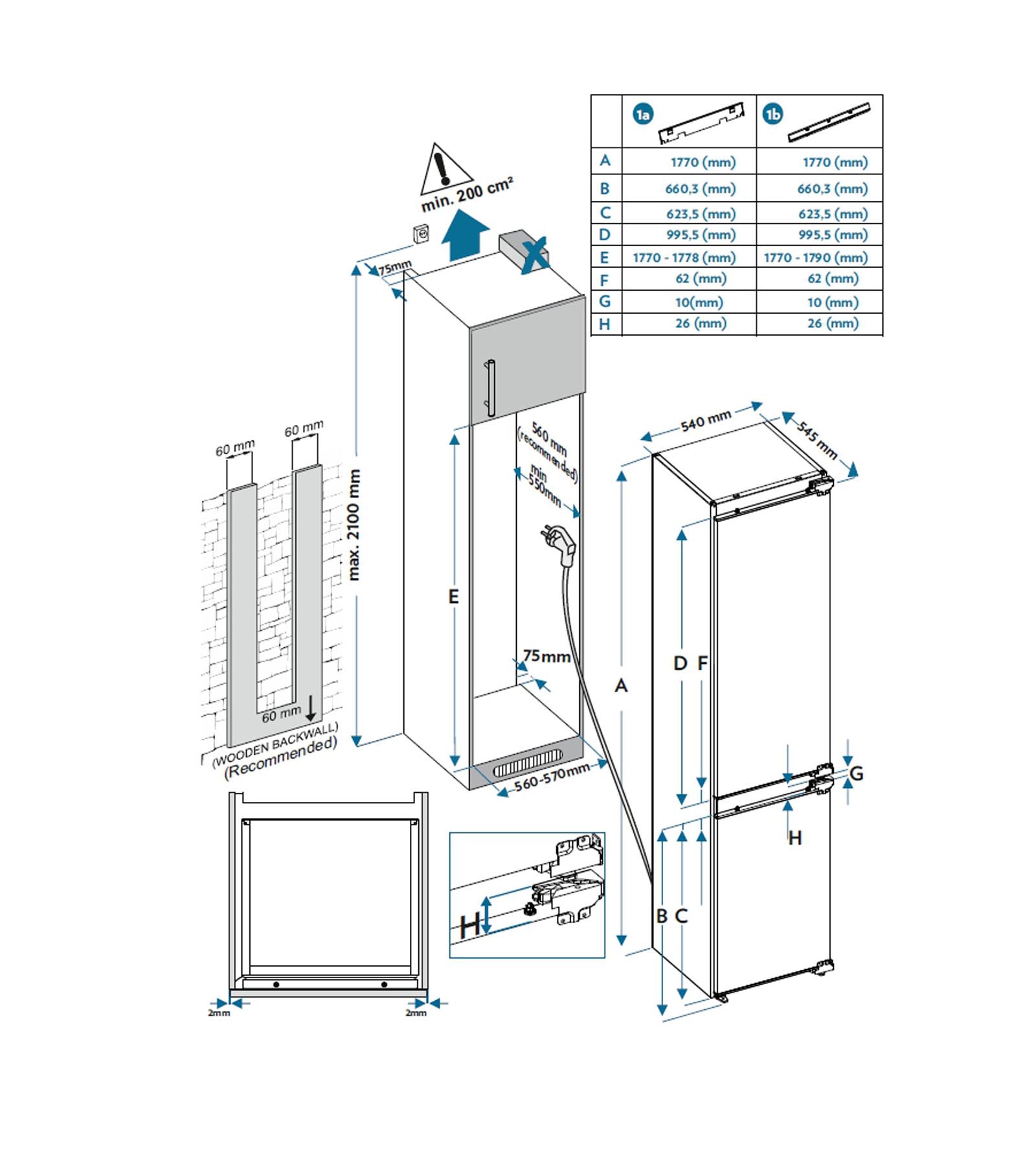 картинка Встраиваемый холодильник Jacky's JL BW1770 