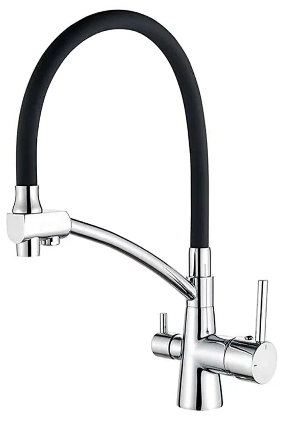 картинка Смеситель Ledeme L4855-2 хром/черный шланг  картинка Смеситель Ledeme L4855-2 хром/черный шланг
