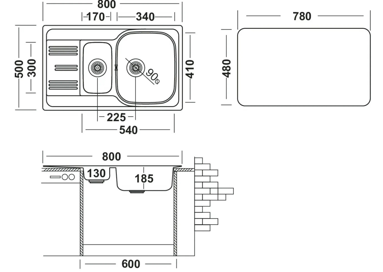 картинка Мойка Ukinox GRP800.500 15GT8K -O  картинка Мойка Ukinox GRP800.500 15GT8K -O