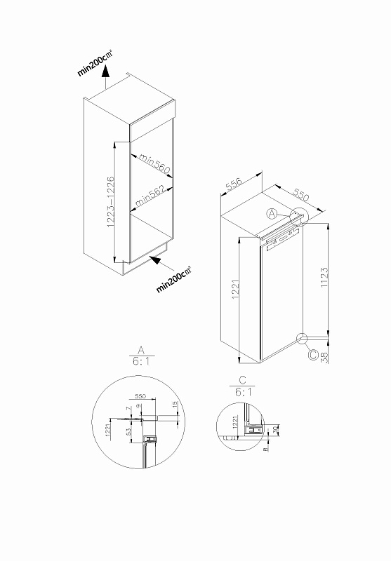 картинка Встраиваемый холодильник Korting KSI 1221 