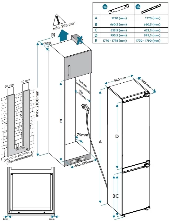 картинка Встраиваемый холодильник Jacky's JR BW1770MN 