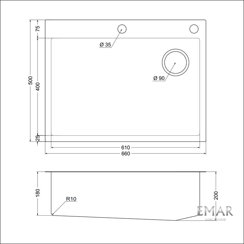 картинка Кухонная мойка Emar EMB-660(TOP) PVD Golden 
