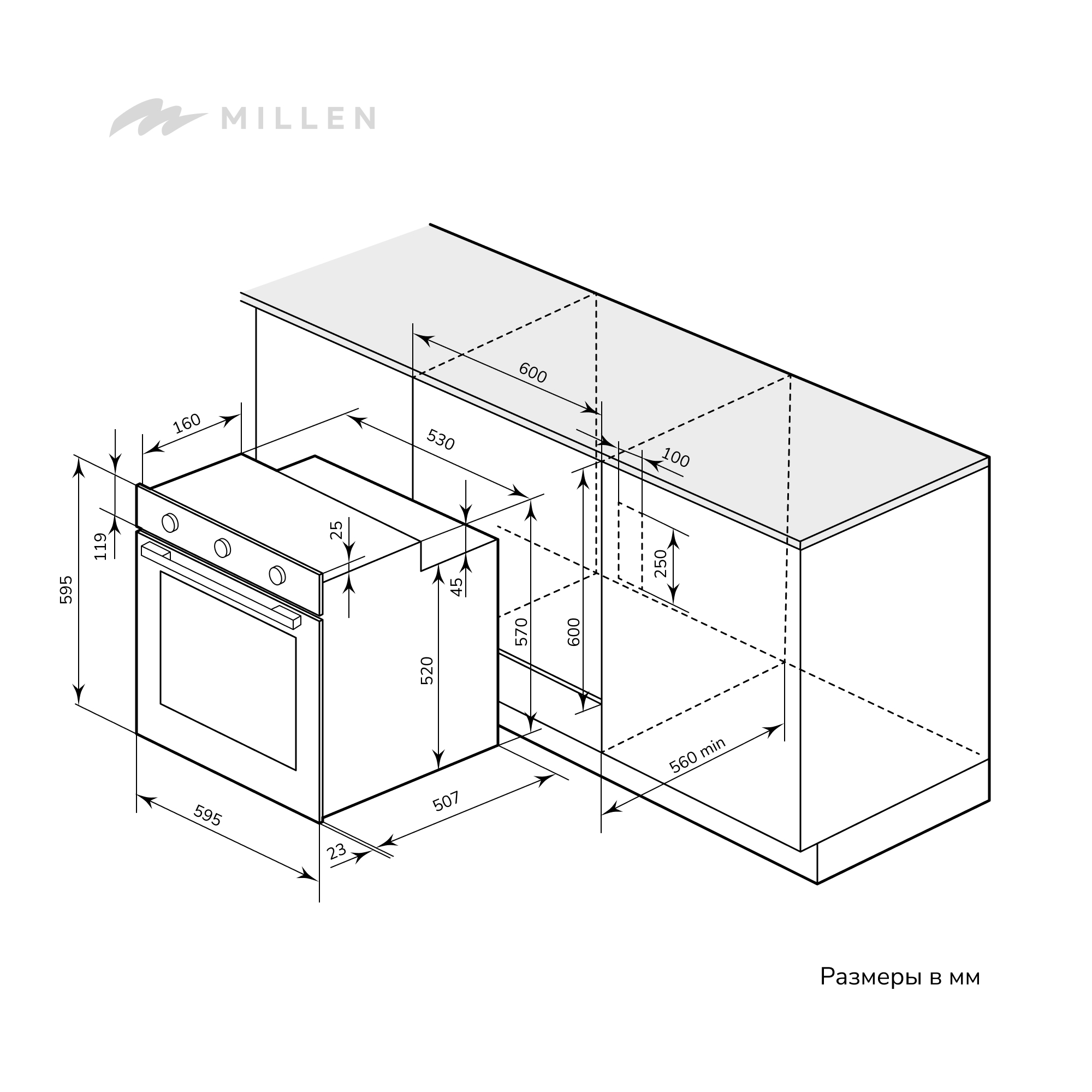 картинка Электрический духовой шкаф Millen MEO 601 BL  картинка Электрический духовой шкаф Millen MEO 601 BL