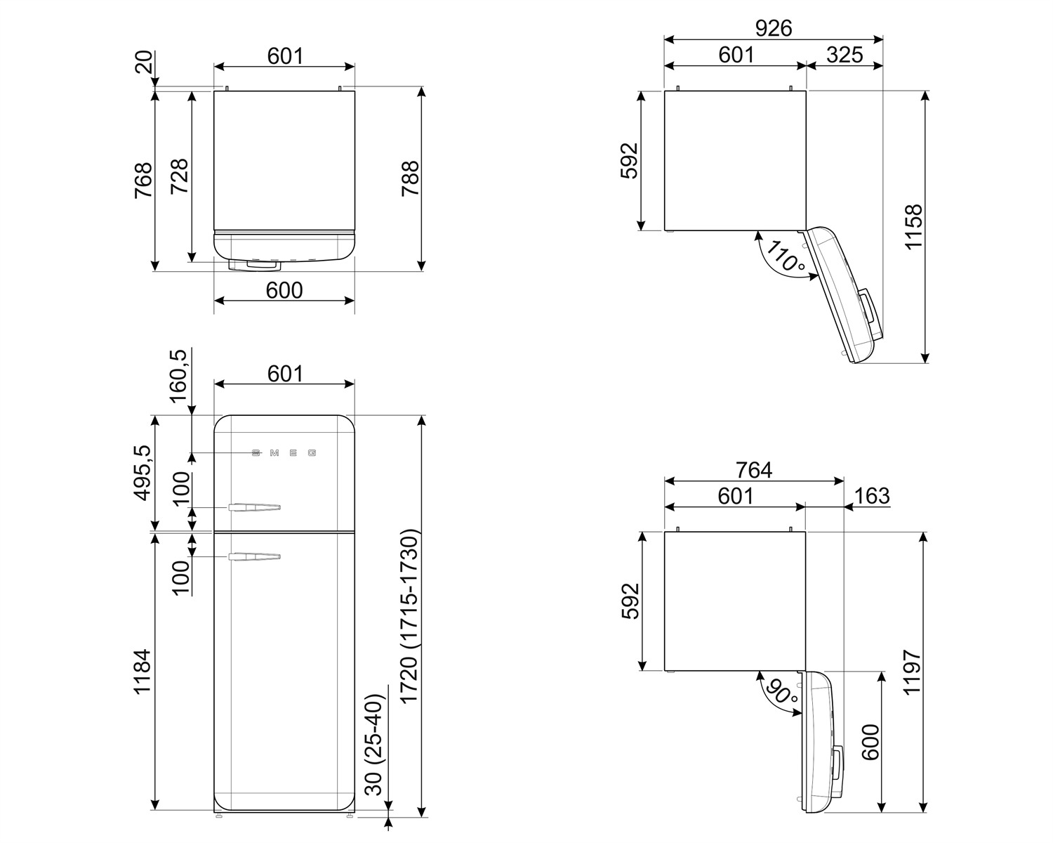картинка Отдельностоящий холодильник Smeg FAB30ROR5 