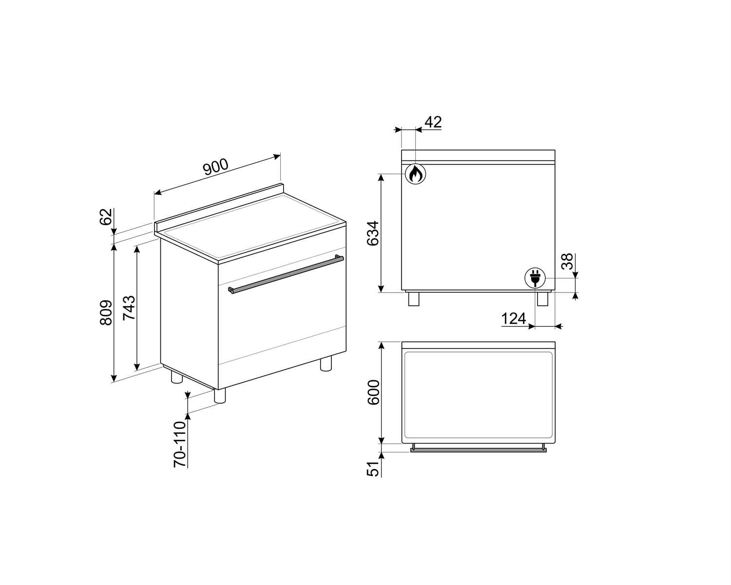 картинка Комбинированная кухонная плита Smeg C9GMX2 