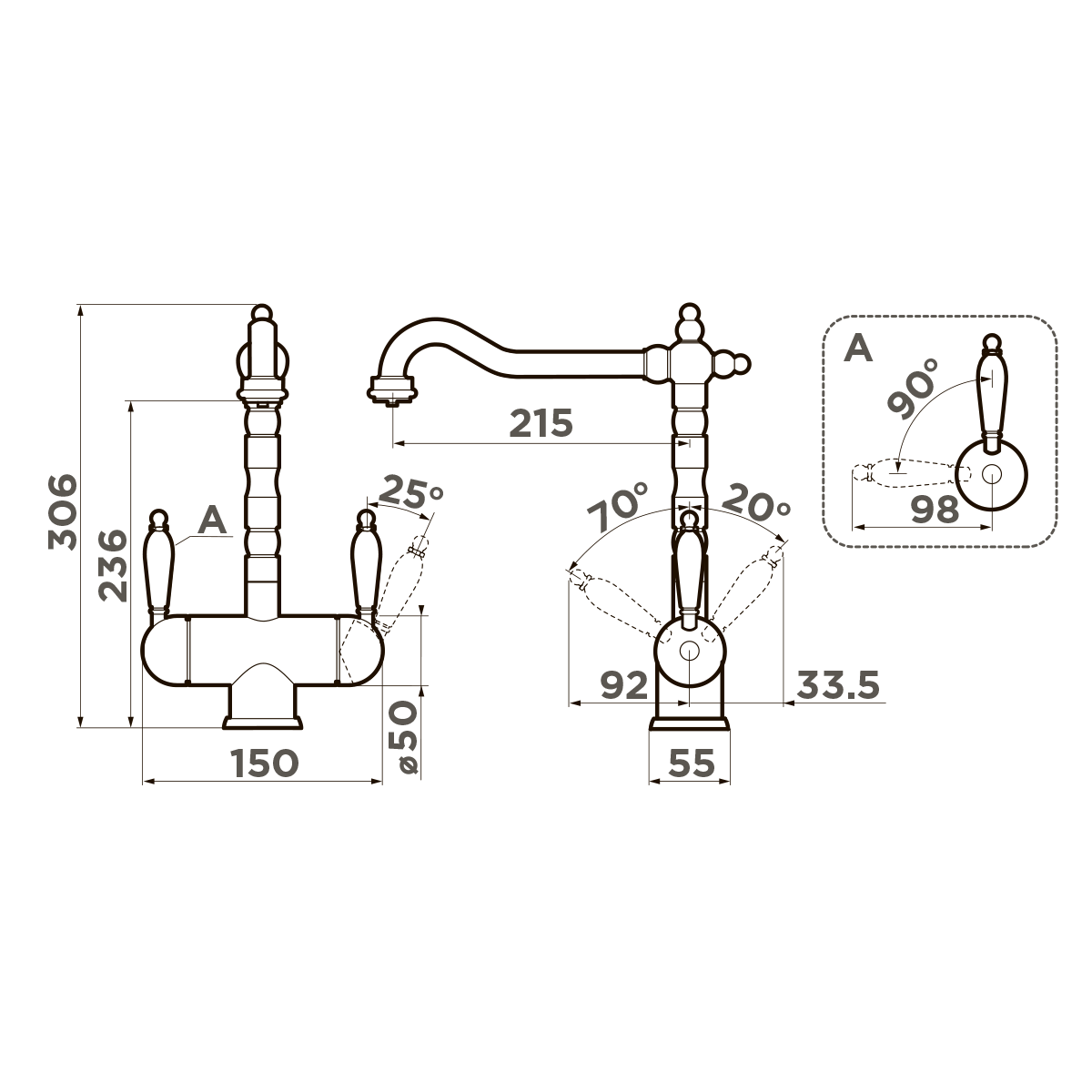 картинка Смеситель Omoikiri AMAGASAKI-АB античная латунь 