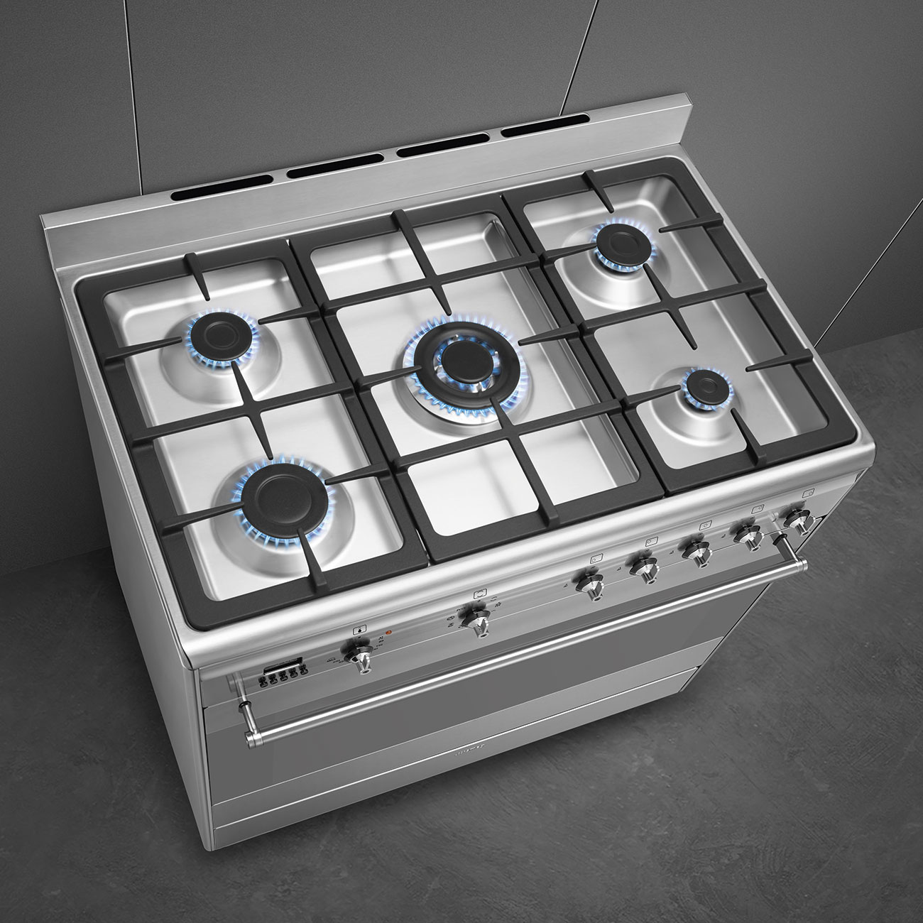 картинка Комбинированная кухонная плита Smeg SUK91MFX9  картинка Комбинированная кухонная плита Smeg SUK91MFX9