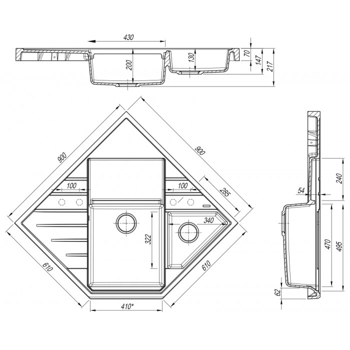 картинка Мойка для кухни Florentina Бомбей 