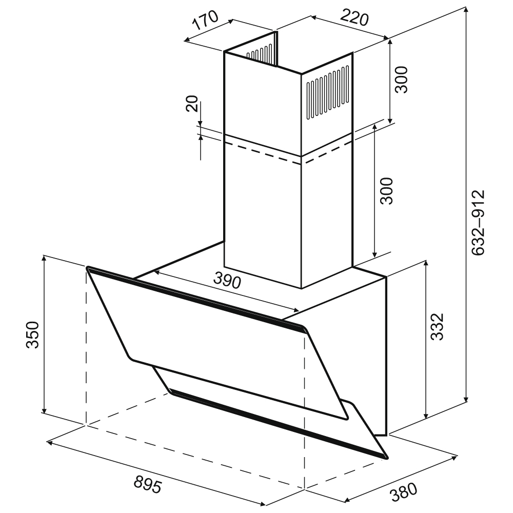 картинка Кухонная вытяжка Krona KRISTEN A 900 black S 