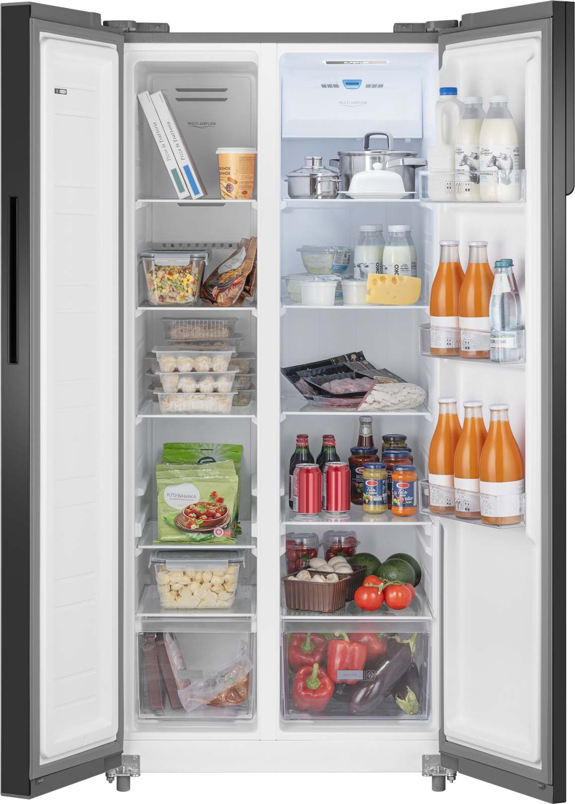 картинка Отдельностоящий холодильник Weissgauff WSBS 500 Inverter NoFrost Beige Glass 