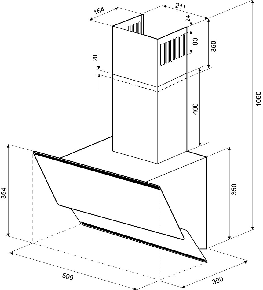 картинка Кухонная вытяжка Krona IRIDA 600 WHITE PUSH BUTTON 