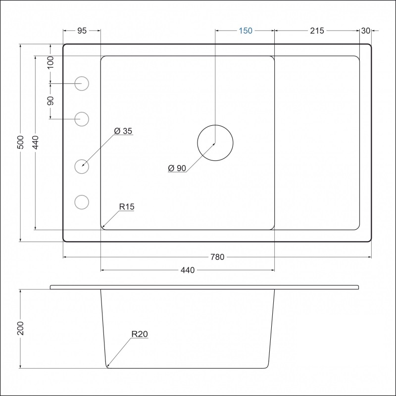 картинка Мойка для кухни Emar EMQ-1780.Q 