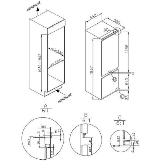 картинка Встраиваемый холодильник Maunfeld MBF193NFWGR Inverter 