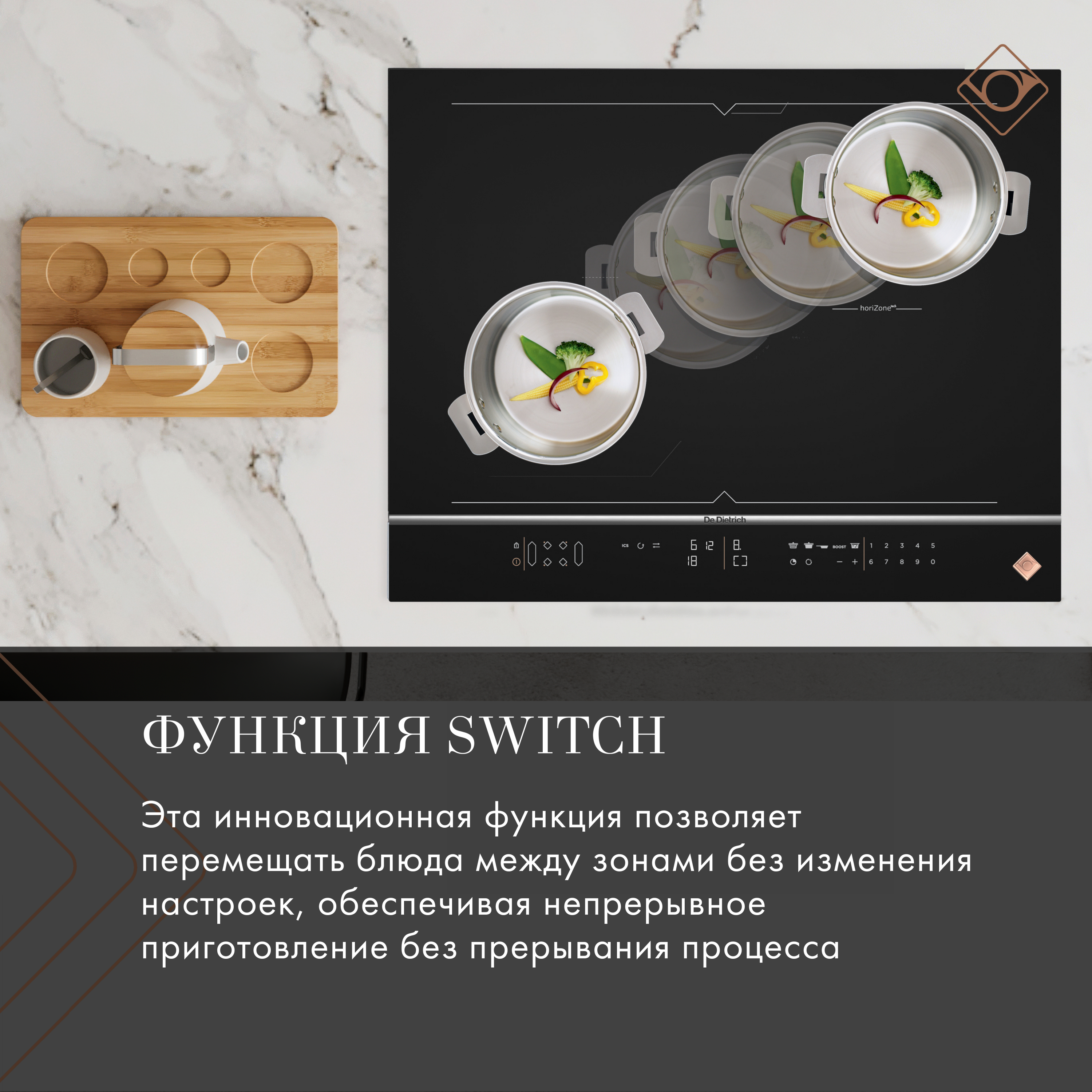 картинка Индукционная варочная панель De Dietrich DPI595ABT INFINITE BLACK 