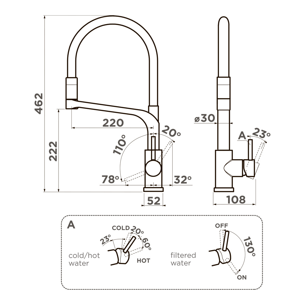 картинка Смеситель Omoikiri SINTO 2 PLUS белый излив/хром 