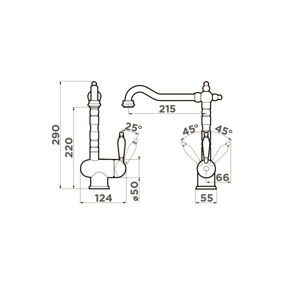 картинка Смеситель Omoikiri KYOTO-AB латунь 