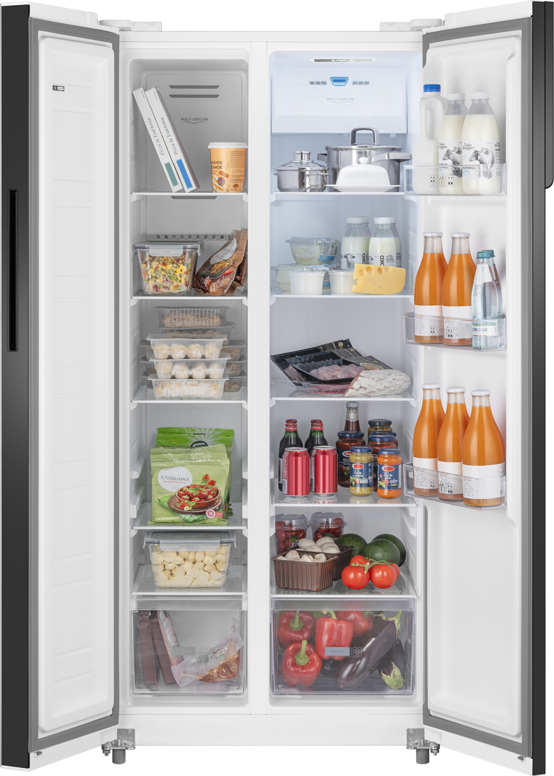 картинка Отдельностоящий холодильник Weissgauff WSBS 500 Inverter NoFrost White Glass 