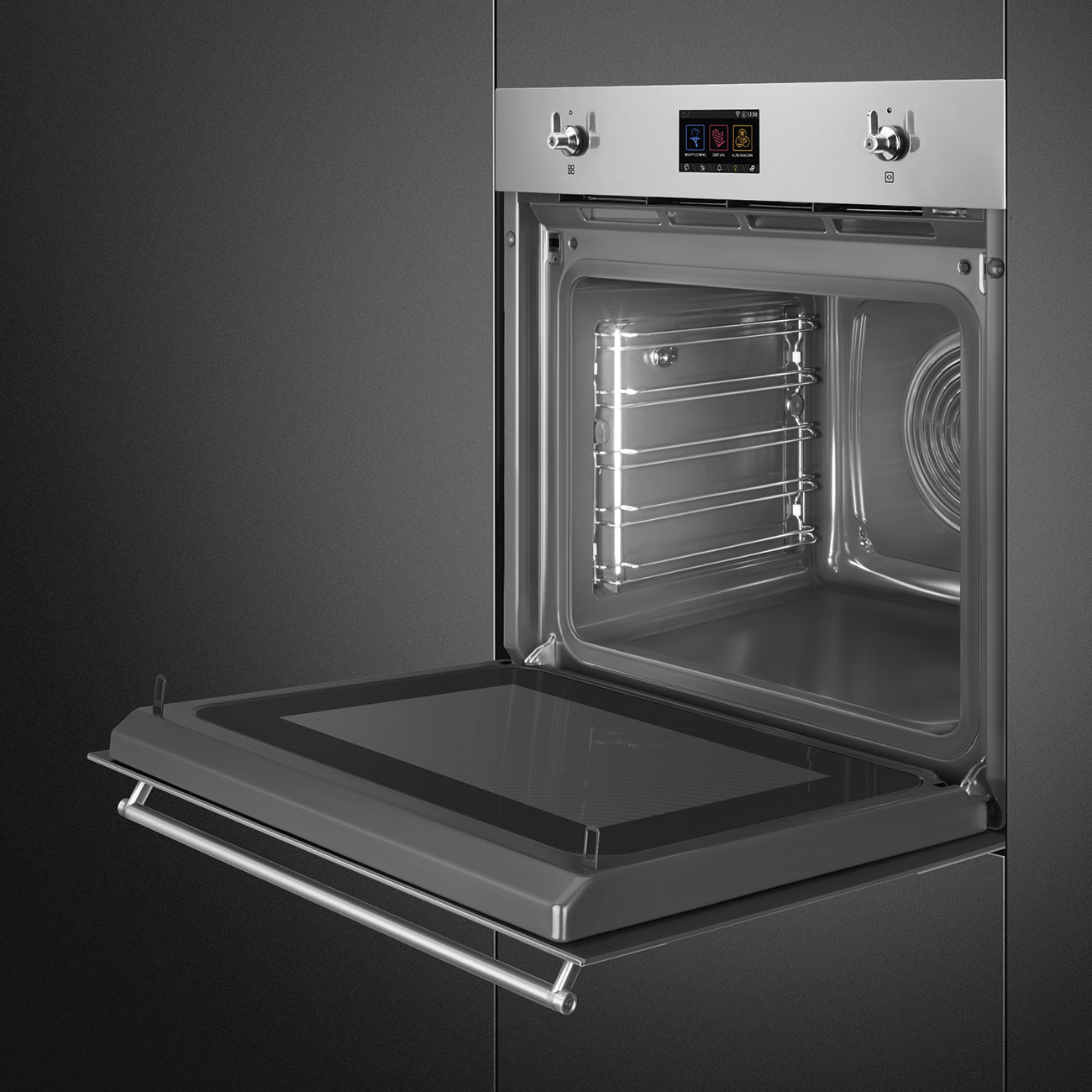 картинка Электрический духовой шкаф с функцией СВЧ и пароварки Smeg SO6303APX  картинка Электрический духовой шкаф с функцией СВЧ и пароварки Smeg SO6303APX