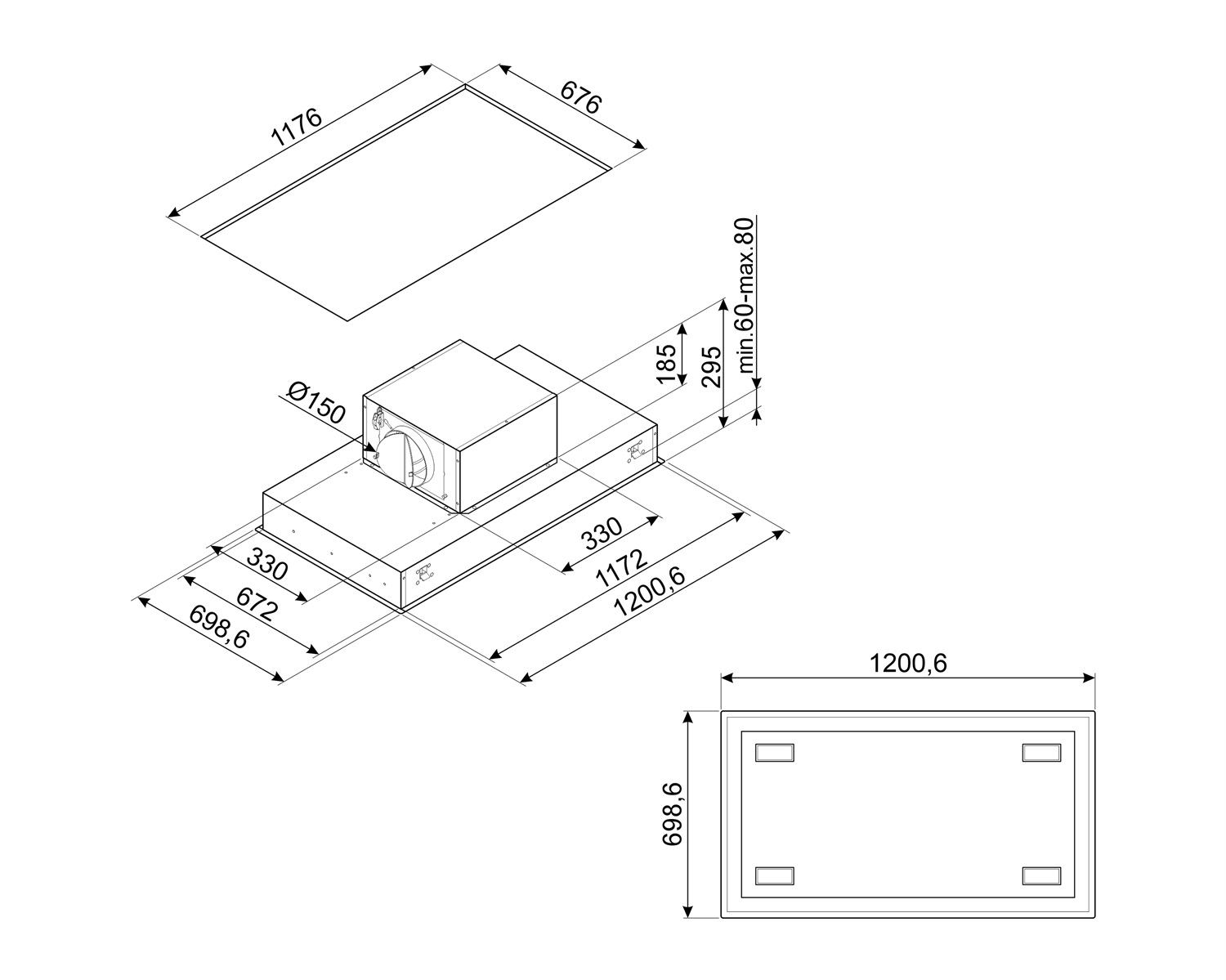 картинка Кухонная вытяжка Smeg KSCB124X  картинка Кухонная вытяжка Smeg KSCB124X