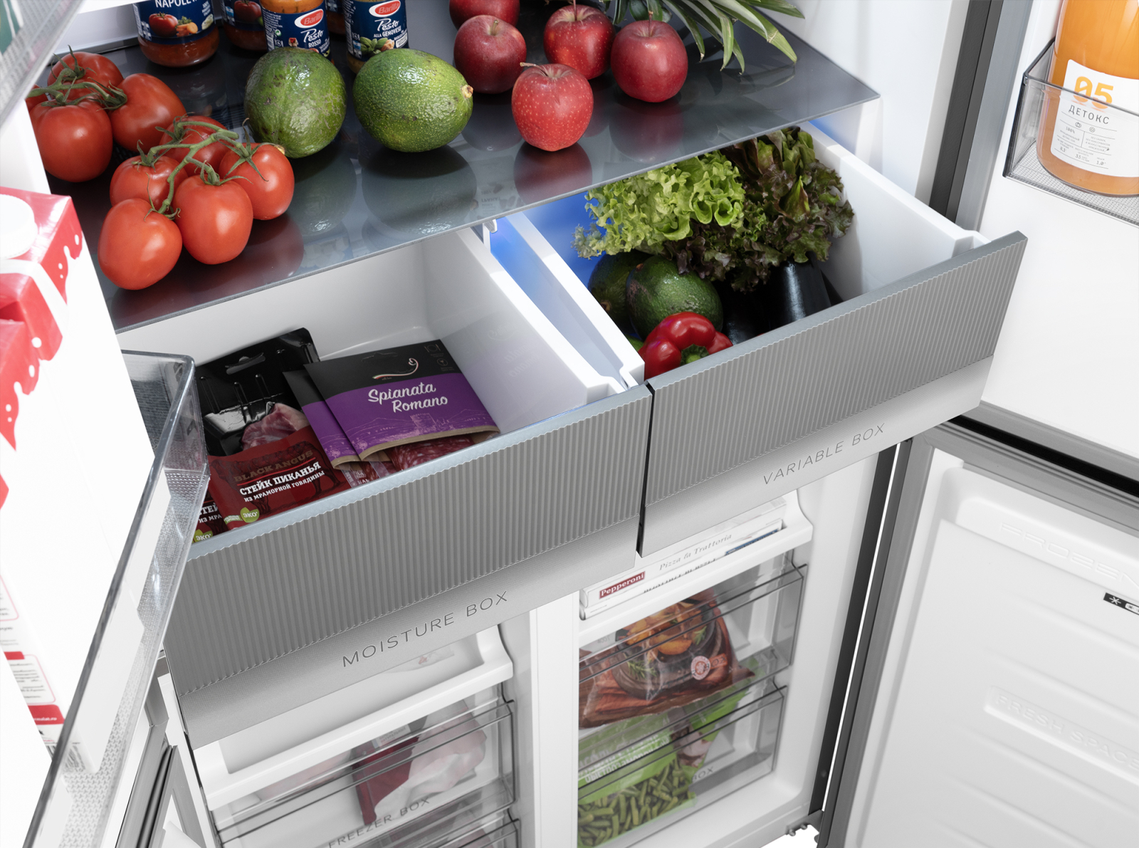 картинка Полувстраиваемый холодильник Weissgauff WCD 450 BEG NoFrost Inverter 