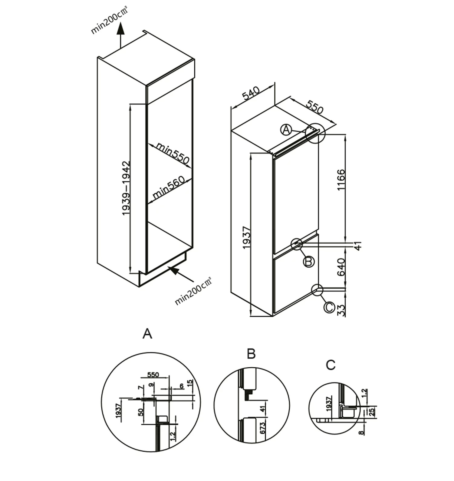 картинка Встраиваемый холодильник Lex LBI193.0D 