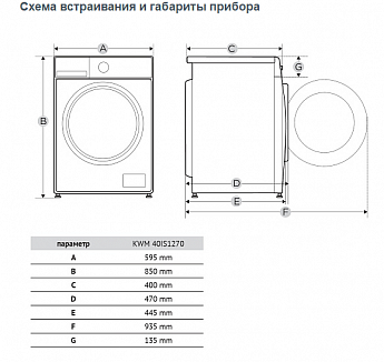 картинка Стиральная машина узкая с паром Korting KWM 40IS1270 
