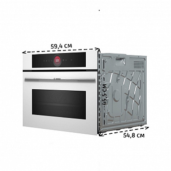 картинка Электрический духовой шкаф с функцией СВЧ Bosch CMG7241W1 белый  картинка Электрический духовой шкаф с функцией СВЧ Bosch CMG7241W1 белый
