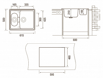картинка Мойка Longran CLASSIC CLS 615.500 15 