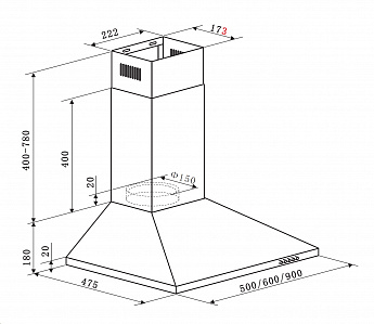 картинка Кухонная вытяжка Weissgauff Zosma 50 PB IX 
