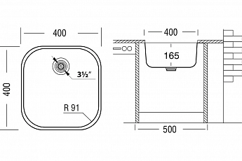 картинка Кухонная мойка Ukinox Модерн MOD400.400 -GT6C 