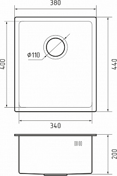 картинка Мойка для кухни Rivelato Rinox 3844 UN  картинка Мойка для кухни Rivelato Rinox 3844 UN