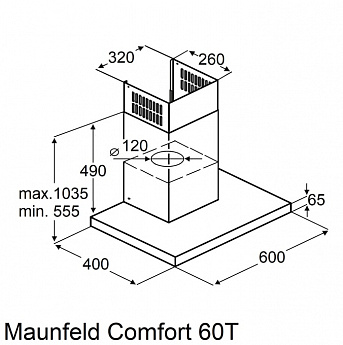 картинка Кухонная вытяжка Maunfeld Comfort 60 T чёрный  картинка Кухонная вытяжка Maunfeld Comfort 60 T чёрный
