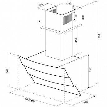 картинка Кухонная вытяжка Krona INGA 600 WHITE PUSH BUTTON 