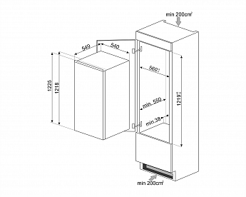 картинка Встраиваемый холодильник Smeg S4C122E 