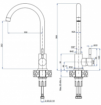 картинка Смеситель Granfest-Quarz GF-Z-5410  картинка Смеситель Granfest-Quarz GF-Z-5410