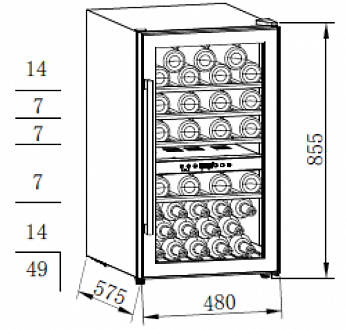 картинка Полувстраиваемый винный шкаф Weissgauff WWC-49 DB DualZone 