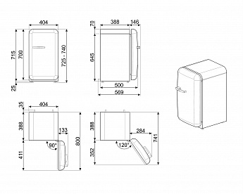 картинка Отдельностоящий мини-бар Smeg FAB5RPK5  картинка Отдельностоящий мини-бар Smeg FAB5RPK5