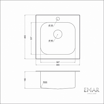 картинка Кухонная мойка Emar Steel 130A глянец  картинка Кухонная мойка Emar Steel 130A глянец
