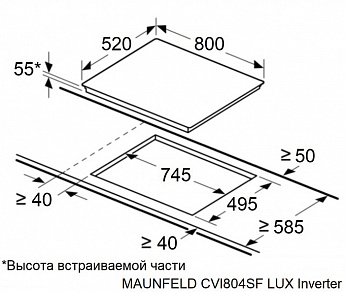 картинка Индукционная варочная панель Maunfeld CVI804SFBK LUX Inverter  картинка Индукционная варочная панель Maunfeld CVI804SFBK LUX Inverter