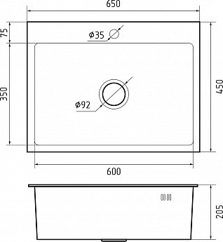 картинка Мойка для кухни Granfest 6545 нержавеющая сталь 