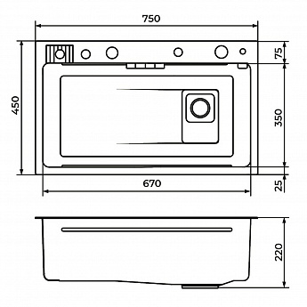 картинка Кухонная мойка Premial FLAGMAN GRAPHIT PRODIGY 7545 комплект 